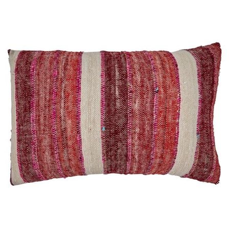 SARO LIFESTYLE SARO 2827.R1624BC 16 x 24 in. Oblong Throw Pillow Cover with Red Striped Design 2827.R1624BC